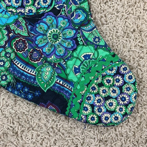 Vera Bradley blue green Christmas stocking - Picture 3 of 5